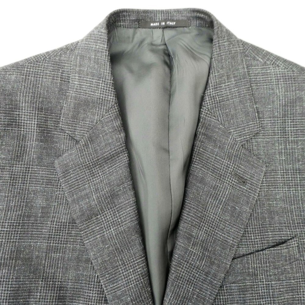 NEW Armani Collezioni Sport Coat Blazer Silk Wool Linen Plaid 48in Chest iTaLY - Picture 4 of 13